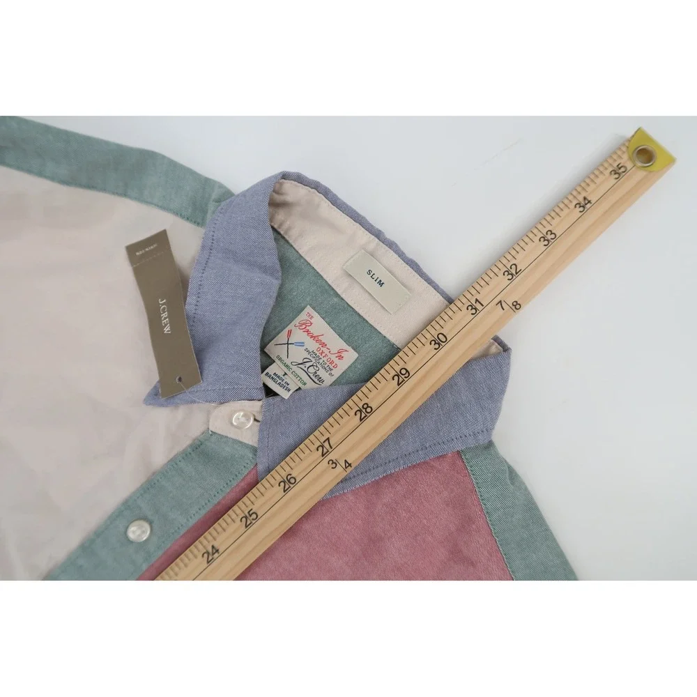 J.Crew Broken-In Oxford Shirt Mens Large Slim Multicolor Colorblock AZ488 New